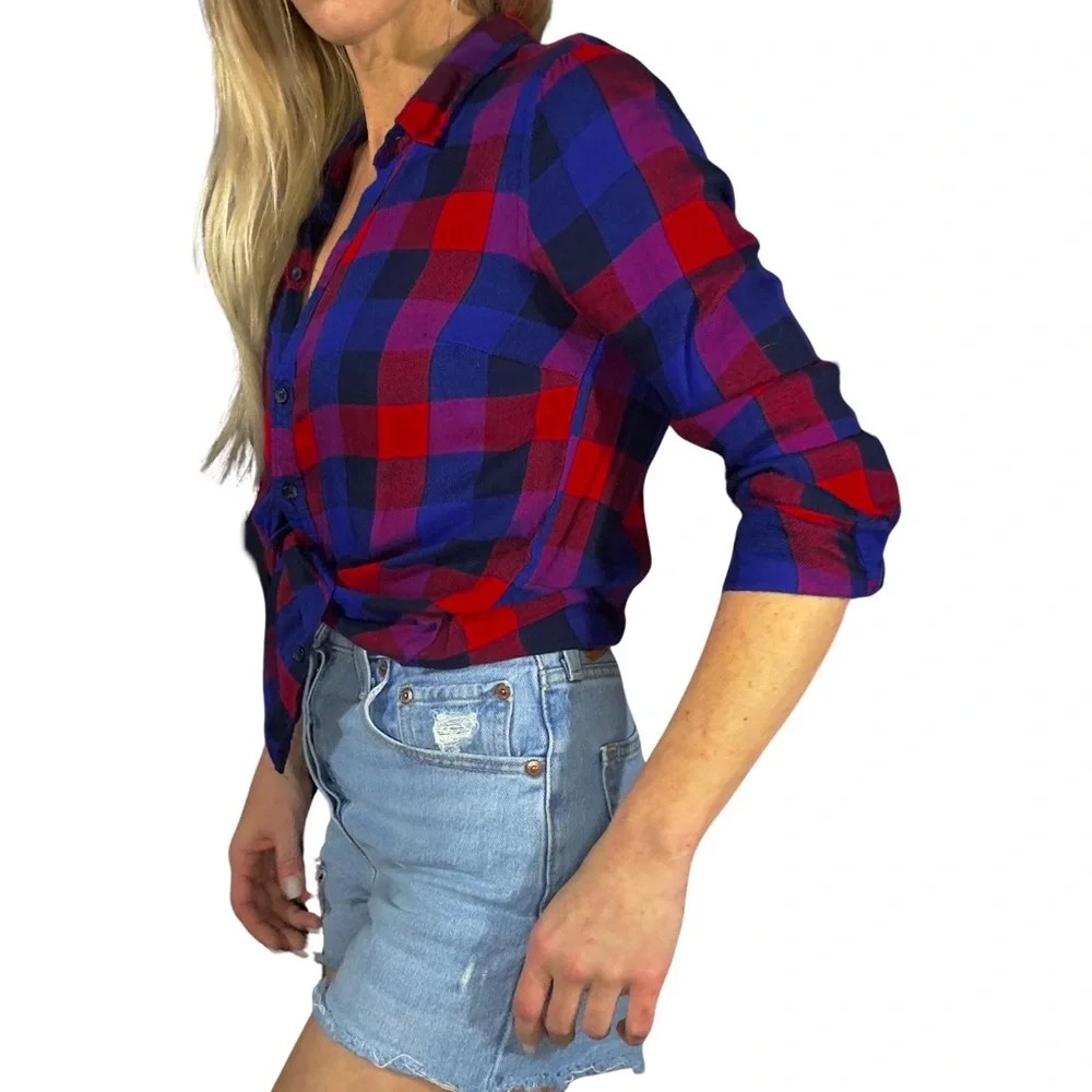 LUCKY BRAND Blue and Red‎ Bungalow Plaid Button Down Shirt